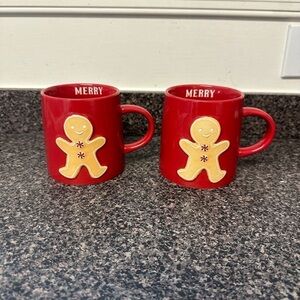 Christmas Gingerbread Man Ceramic Mug Set